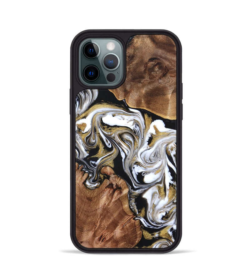 iPhone 12 Pro Wood Phone Case - Ivory (Black & White, 822785)