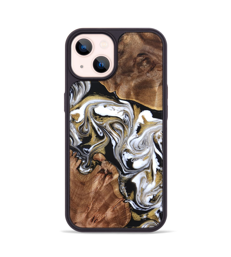 iPhone 14 Wood Phone Case - Ivory (Black & White, 822785)