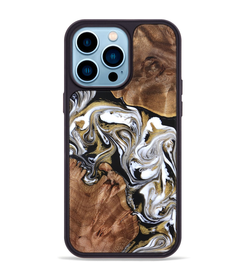 iPhone 14 Pro Max Wood Phone Case - Ivory (Black & White, 822785)