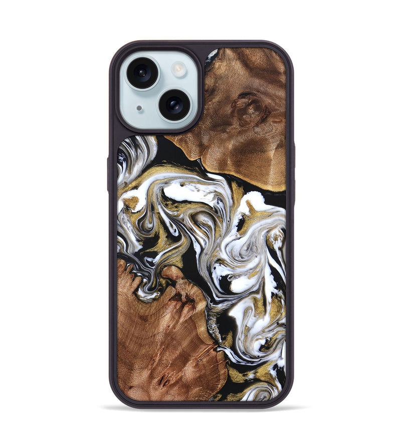 iPhone 15 Wood Phone Case - Ivory (Black & White, 822785)