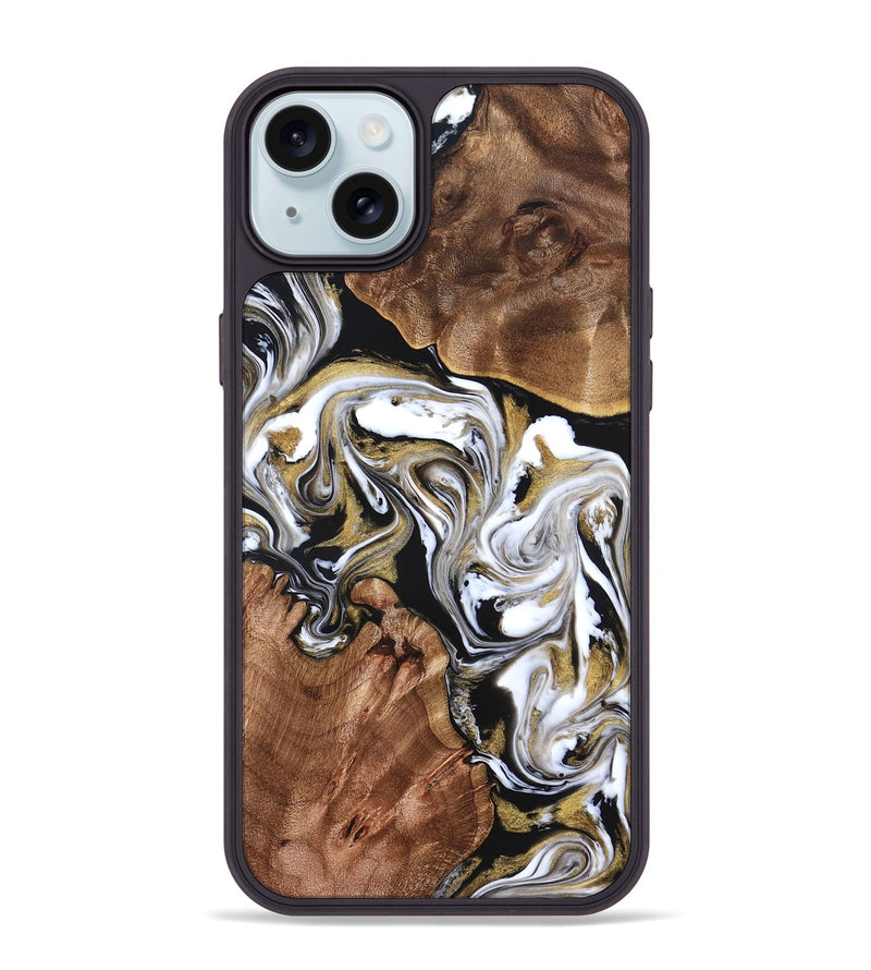 iPhone 15 Plus Wood Phone Case - Ivory (Black & White, 822785)
