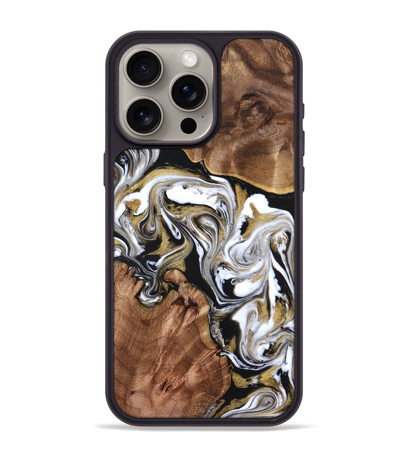 iPhone 15 Pro Max Wood Phone Case - Ivory (Black & White, 822785)