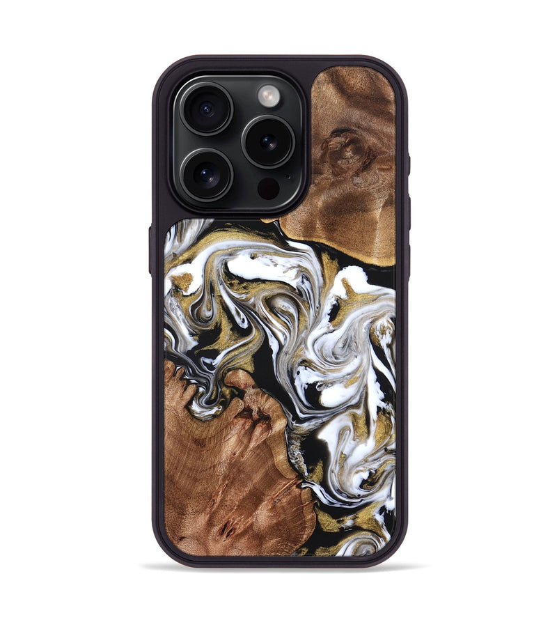 iPhone 15 Pro Wood Phone Case - Ivory (Black & White, 822785)