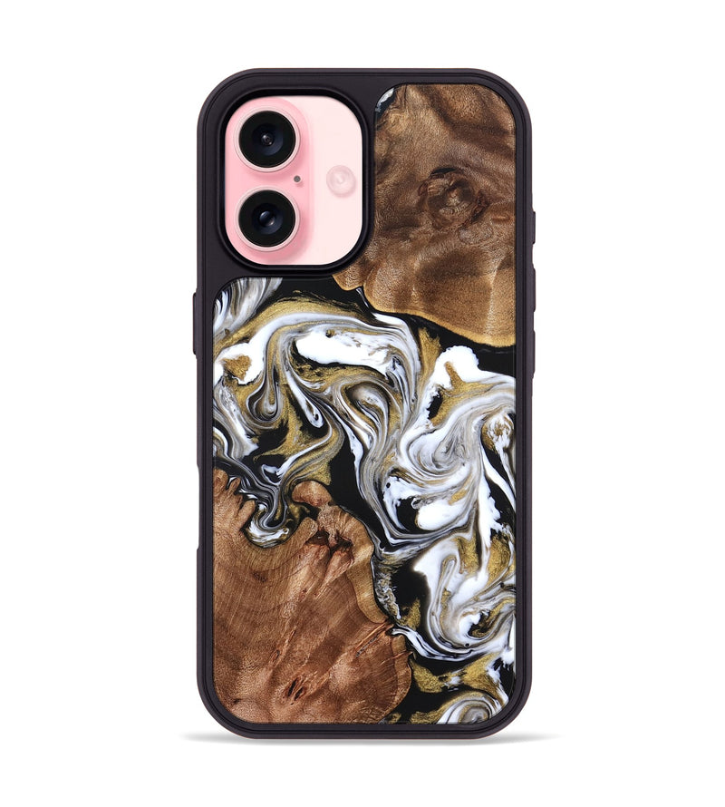 iPhone 16 Wood Phone Case - Ivory (Black & White, 822785)
