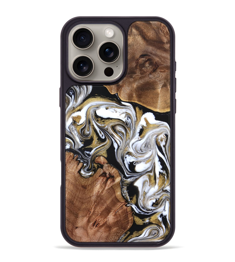 iPhone 16 Pro Max Wood Phone Case - Ivory (Black & White, 822785)