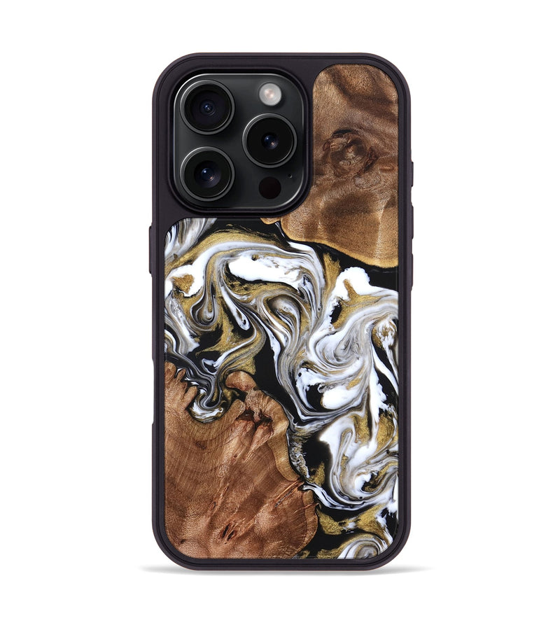 iPhone 16 Pro Wood Phone Case - Ivory (Black & White, 822785)