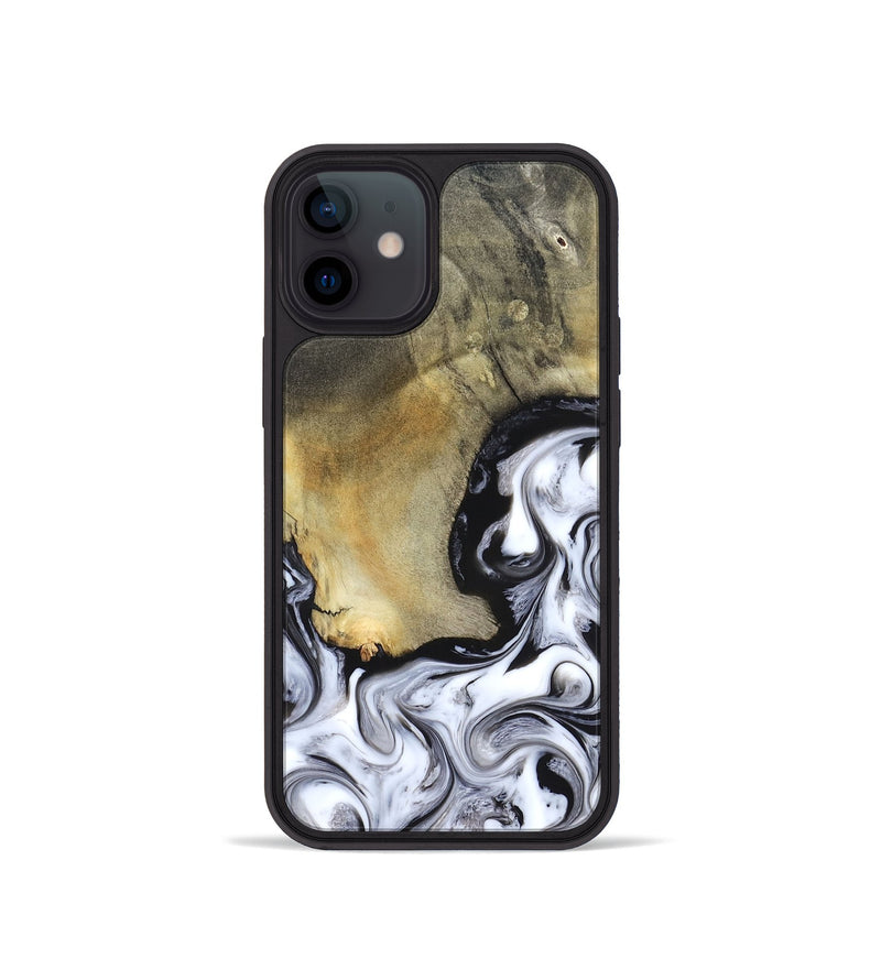 iPhone 12 mini Wood Phone Case - Kacie (Black & White, 822786)