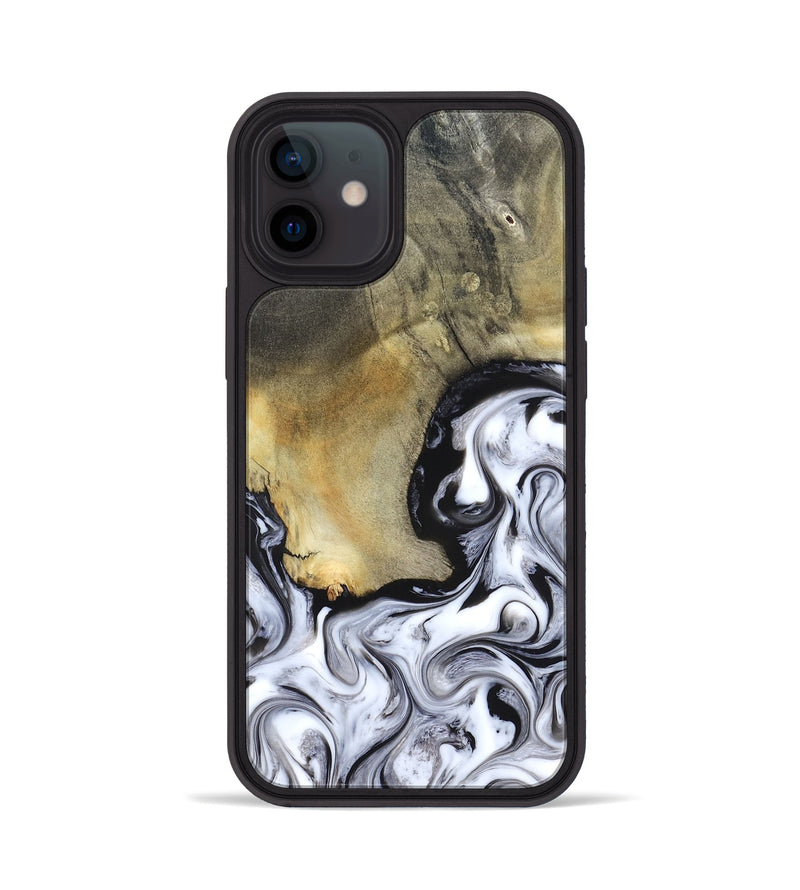 iPhone 12 Wood Phone Case - Kacie (Black & White, 822786)