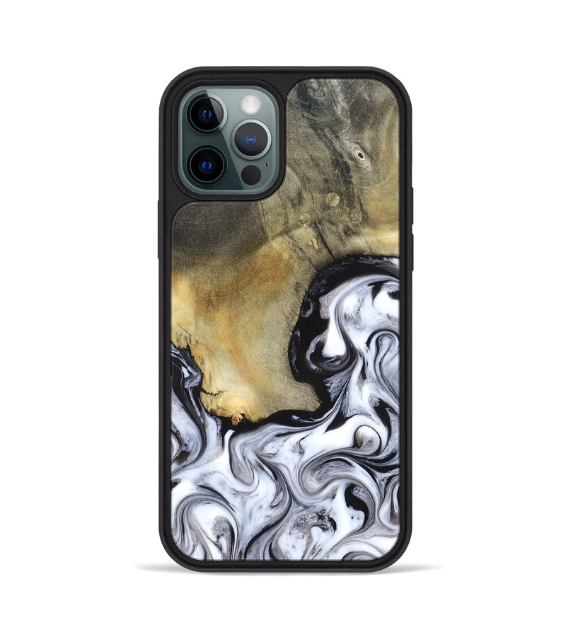 iPhone 12 Pro Wood Phone Case - Kacie (Black & White, 822786)