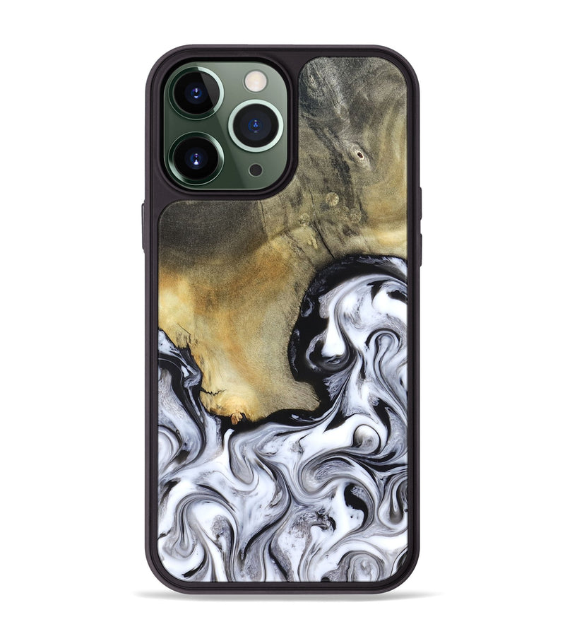 iPhone 13 Pro Max Wood Phone Case - Kacie (Black & White, 822786)