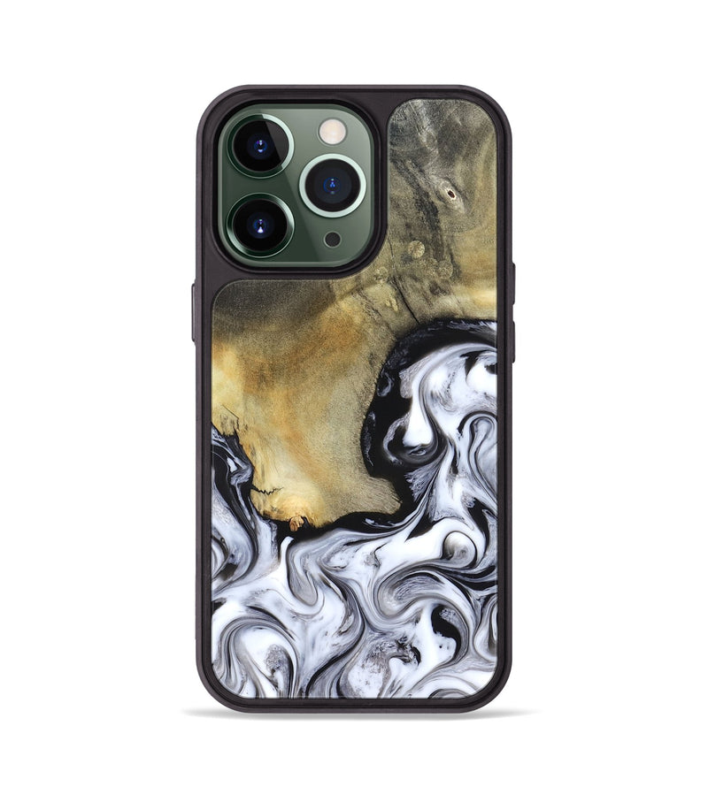 iPhone 13 Pro Wood Phone Case - Kacie (Black & White, 822786)