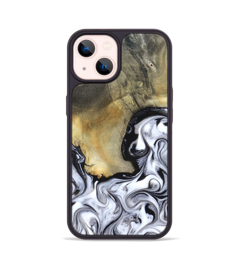 iPhone 14 Wood Phone Case - Kacie (Black & White, 822786)