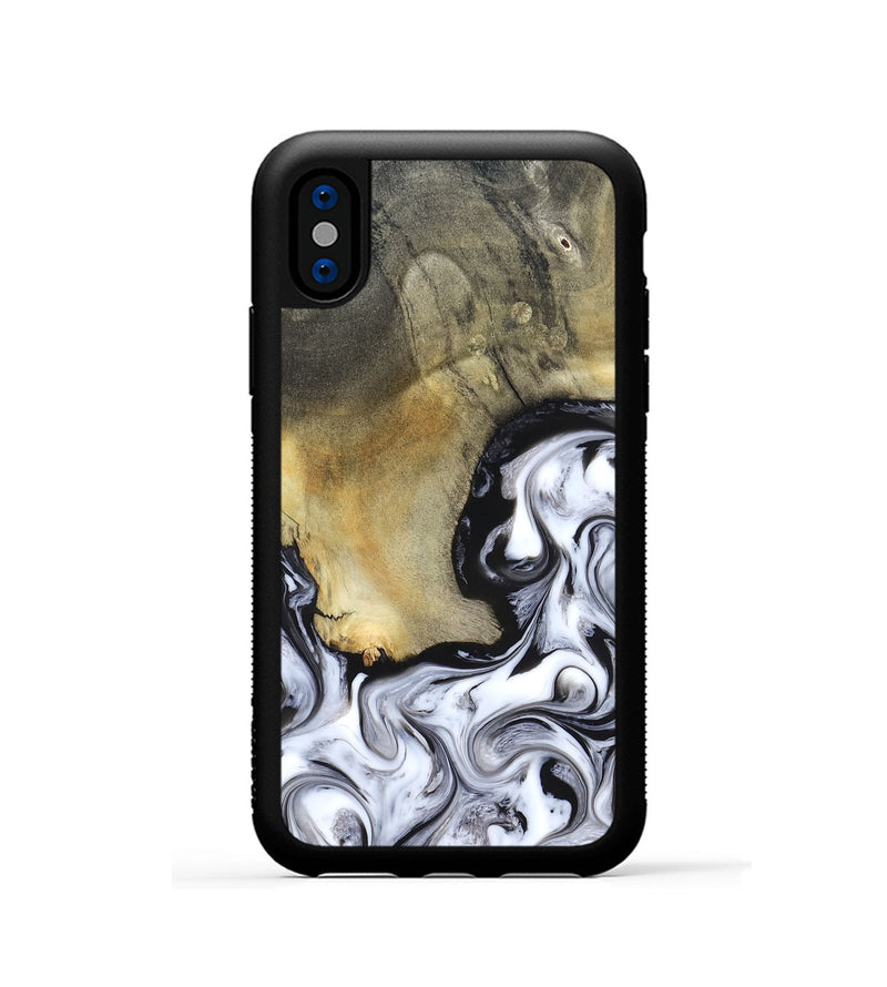 iPhone Xs Wood Phone Case - Kacie (Black & White, 822786)