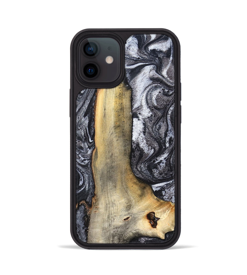 iPhone 12 Wood Phone Case - Tiffani (Black & White, 822790)