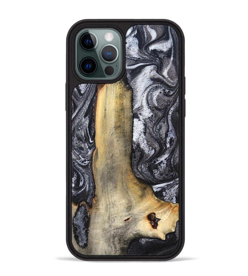 iPhone 12 Pro Max Wood Phone Case - Tiffani (Black & White, 822790)