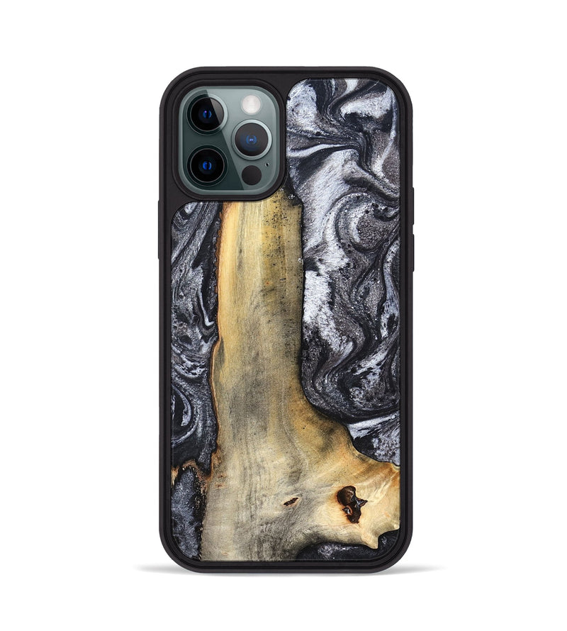 iPhone 12 Pro Wood Phone Case - Tiffani (Black & White, 822790)