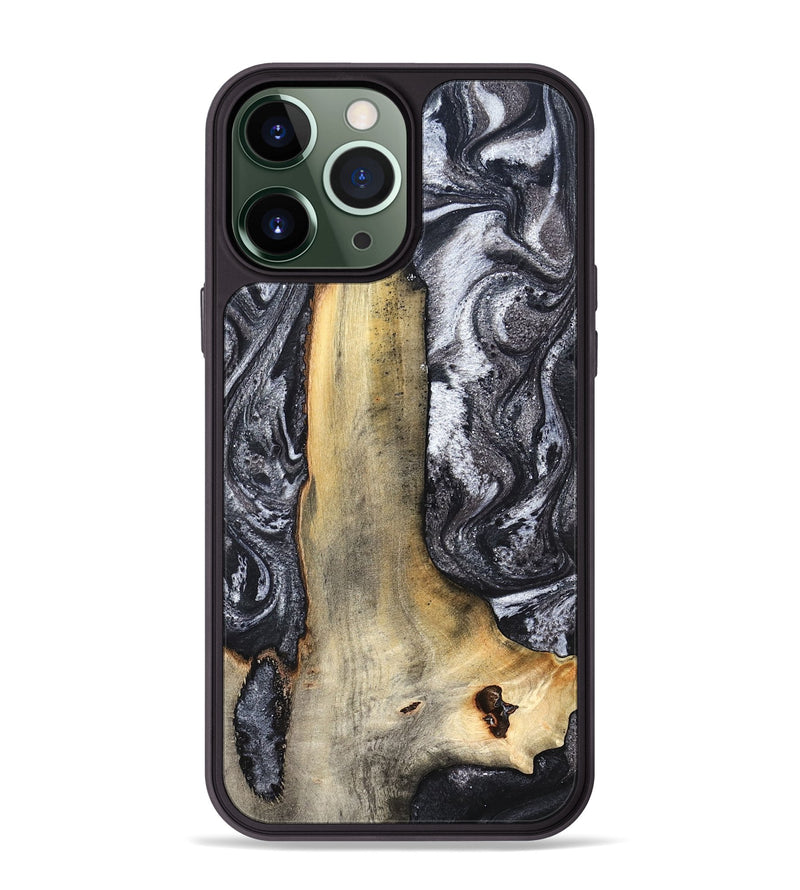 iPhone 13 Pro Max Wood Phone Case - Tiffani (Black & White, 822790)