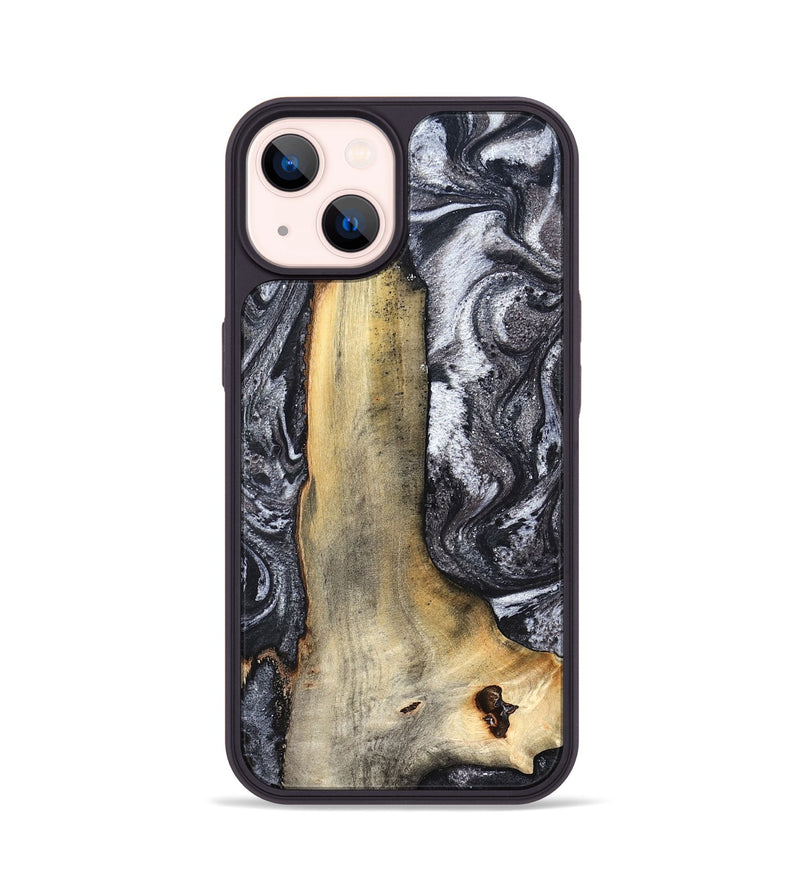 iPhone 14 Wood Phone Case - Tiffani (Black & White, 822790)