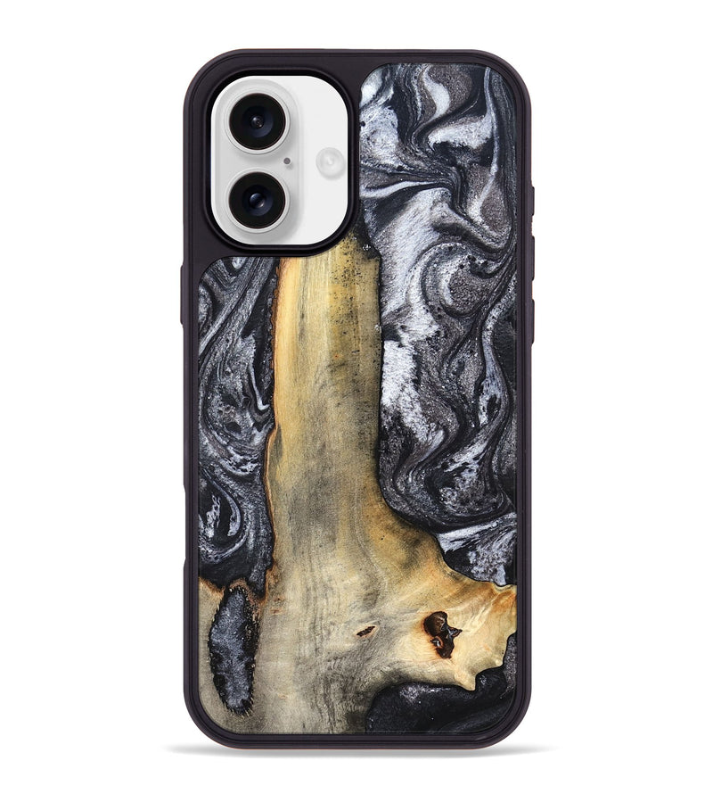 iPhone 16 Plus Wood Phone Case - Tiffani (Black & White, 822790)
