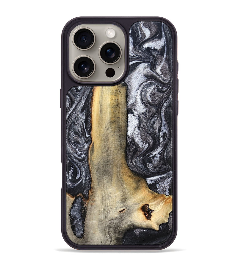 iPhone 16 Pro Max Wood Phone Case - Tiffani (Black & White, 822790)