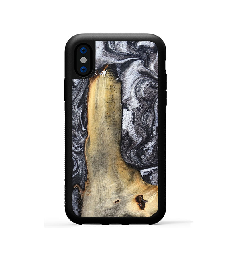 iPhone Xs Wood Phone Case - Tiffani (Black & White, 822790)