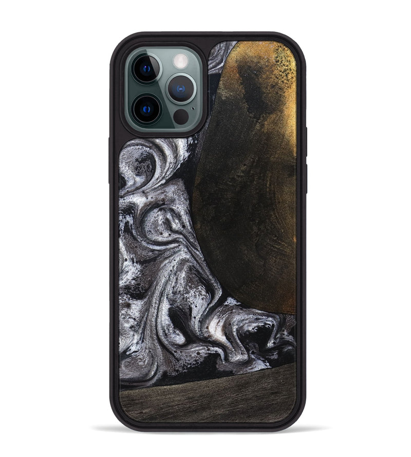 iPhone 12 Pro Max Wood Phone Case - Patrica (Black & White, 822792)