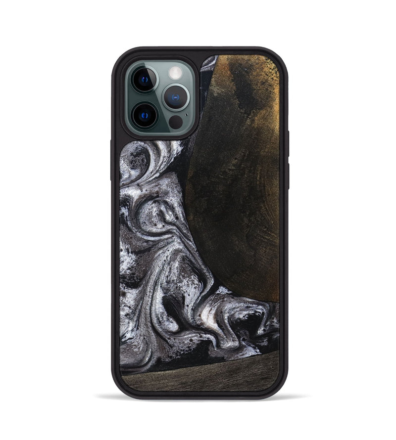 iPhone 12 Pro Wood Phone Case - Patrica (Black & White, 822792)