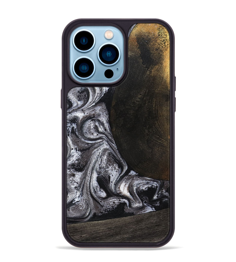 iPhone 14 Pro Max Wood Phone Case - Patrica (Black & White, 822792)