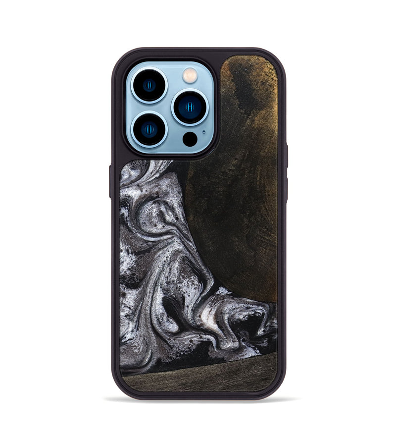 iPhone 14 Pro Wood Phone Case - Patrica (Black & White, 822792)
