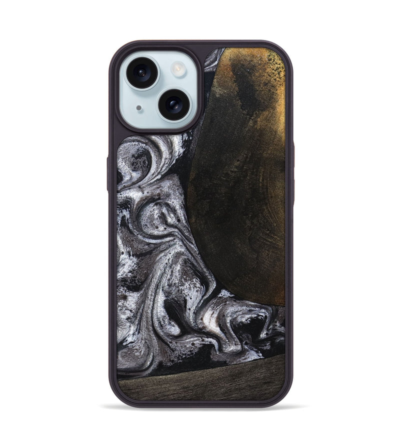 iPhone 15 Wood Phone Case - Patrica (Black & White, 822792)