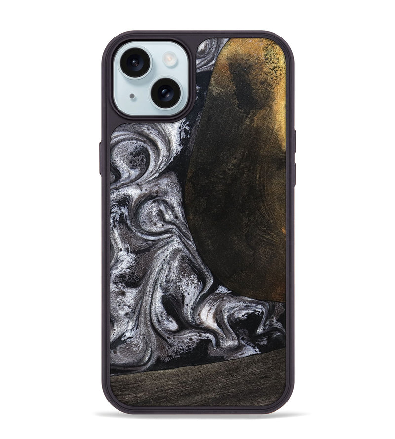 iPhone 15 Plus Wood Phone Case - Patrica (Black & White, 822792)