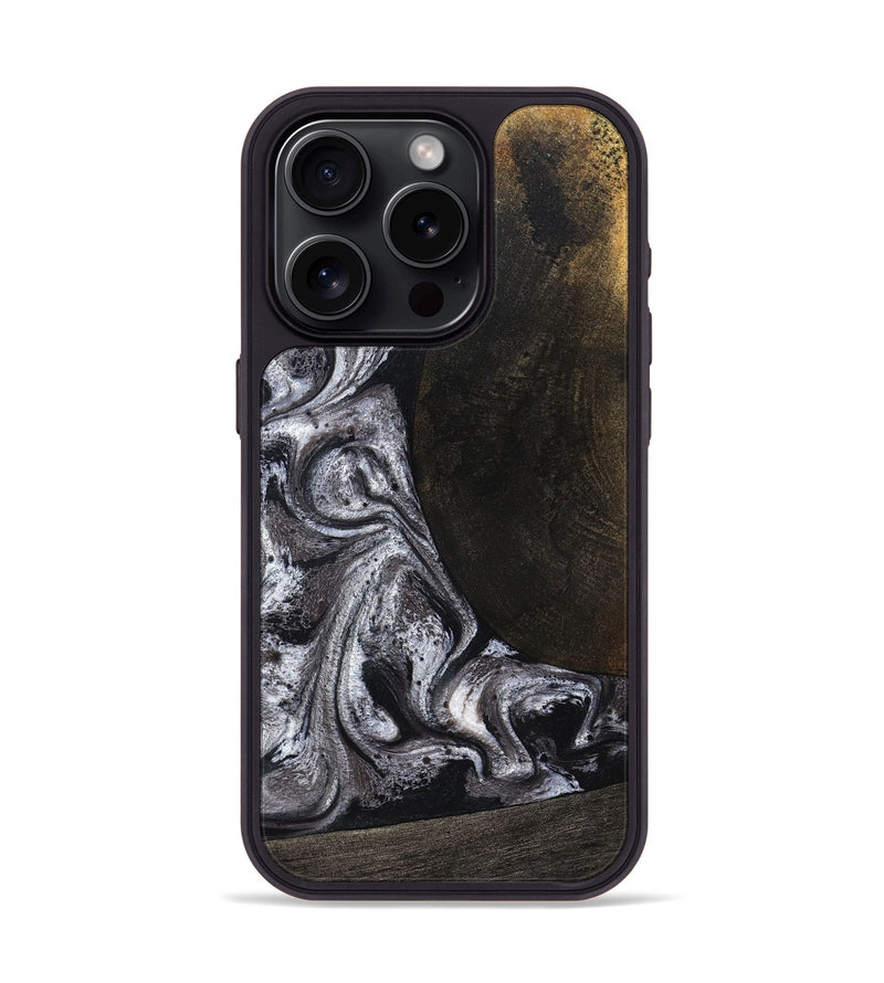 iPhone 15 Pro Wood Phone Case - Patrica (Black & White, 822792)