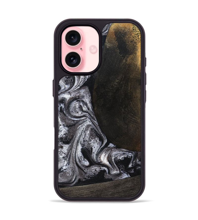 iPhone 16 Wood Phone Case - Patrica (Black & White, 822792)