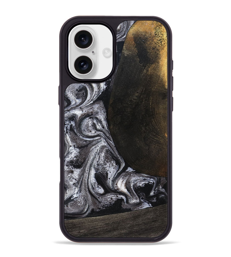 iPhone 16 Plus Wood Phone Case - Patrica (Black & White, 822792)