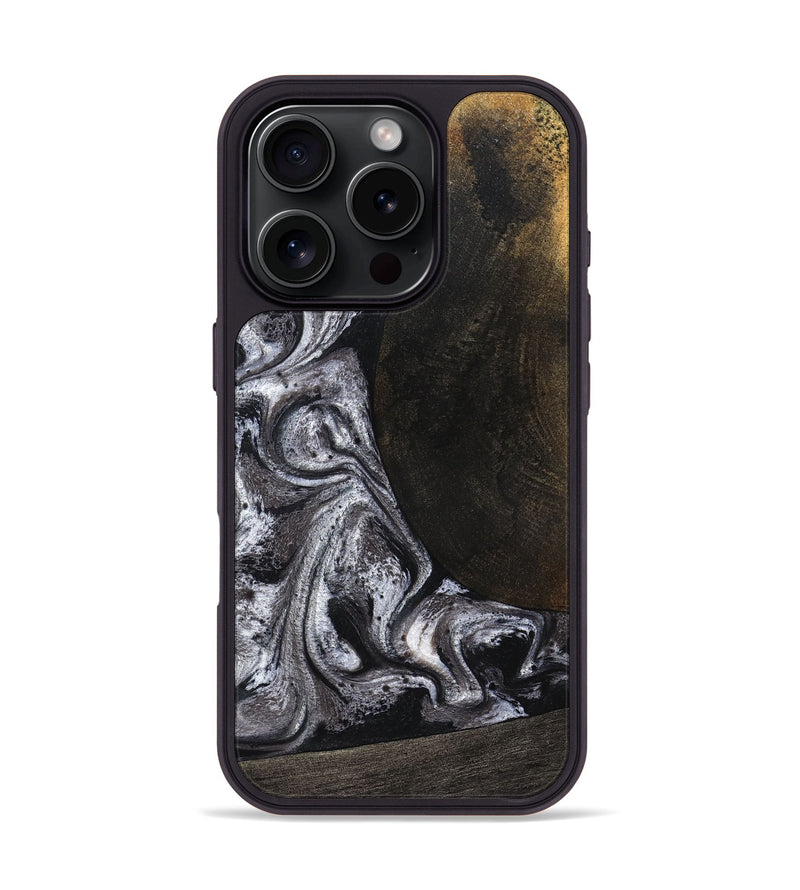 iPhone 16 Pro Wood Phone Case - Patrica (Black & White, 822792)