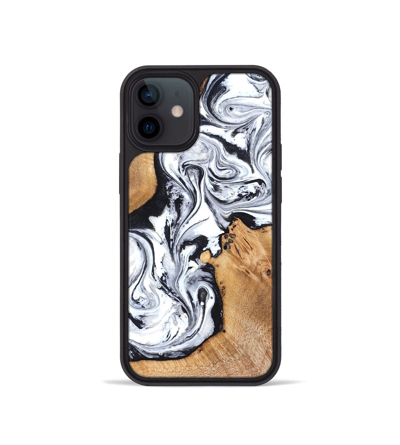 iPhone 12 mini Wood Phone Case - Ariana (Black & White, 822796)