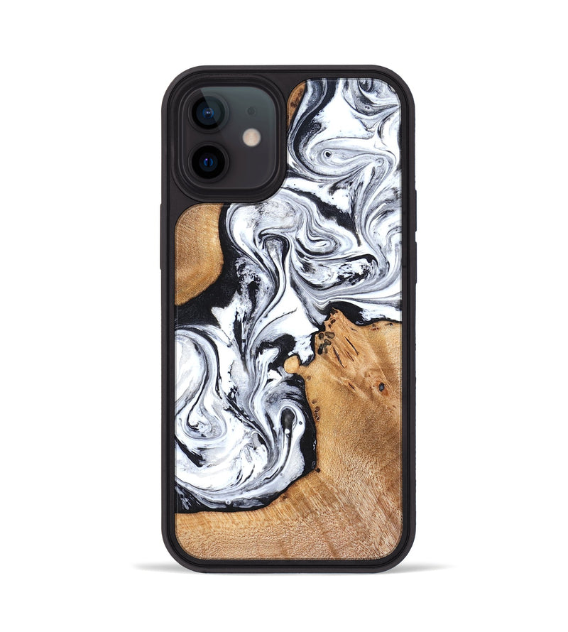 iPhone 12 Wood Phone Case - Ariana (Black & White, 822796)