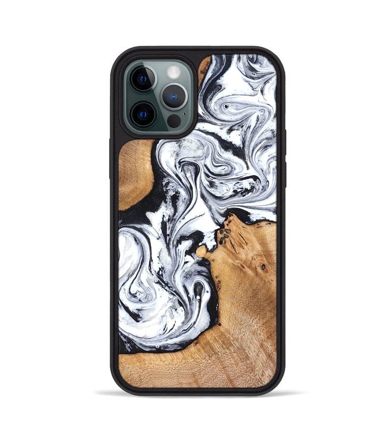 iPhone 12 Pro Wood Phone Case - Ariana (Black & White, 822796)
