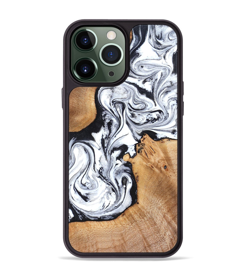 iPhone 13 Pro Max Wood Phone Case - Ariana (Black & White, 822796)