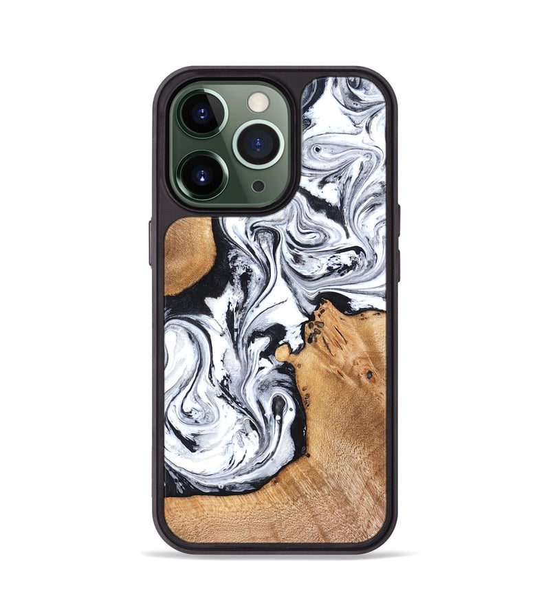 iPhone 13 Pro Wood Phone Case - Ariana (Black & White, 822796)