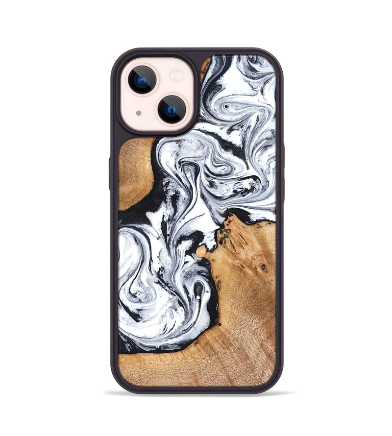 iPhone 14 Wood Phone Case - Ariana (Black & White, 822796)