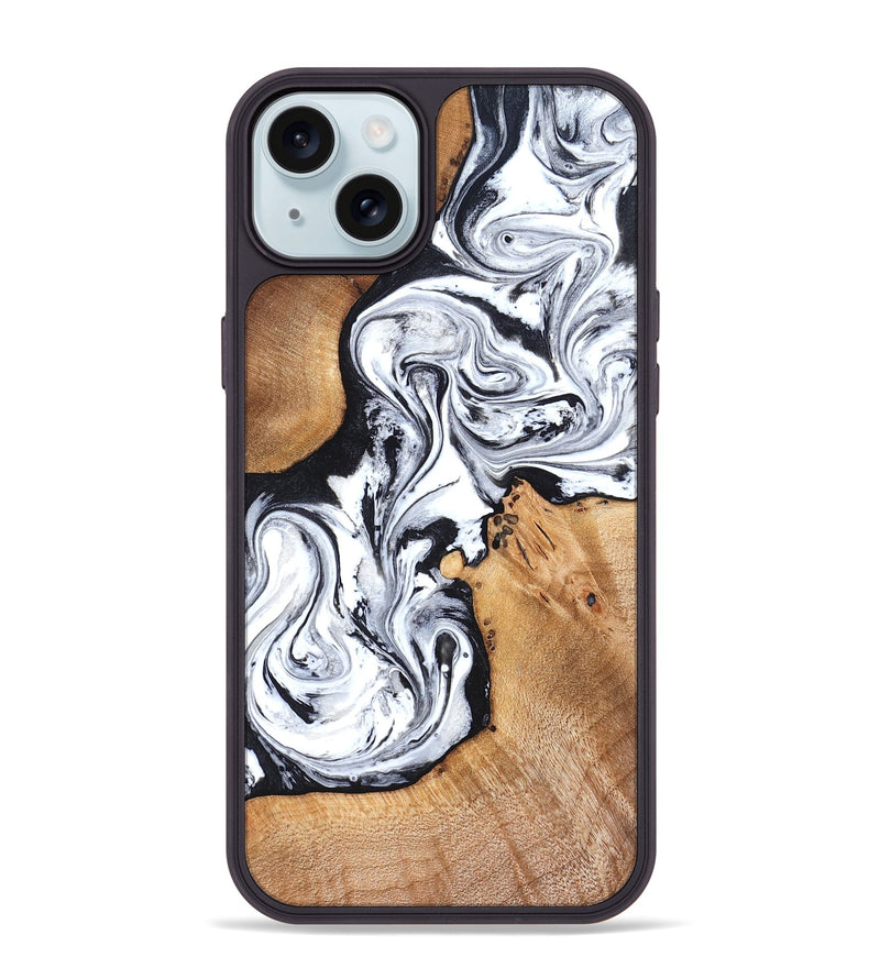 iPhone 15 Plus Wood Phone Case - Ariana (Black & White, 822796)