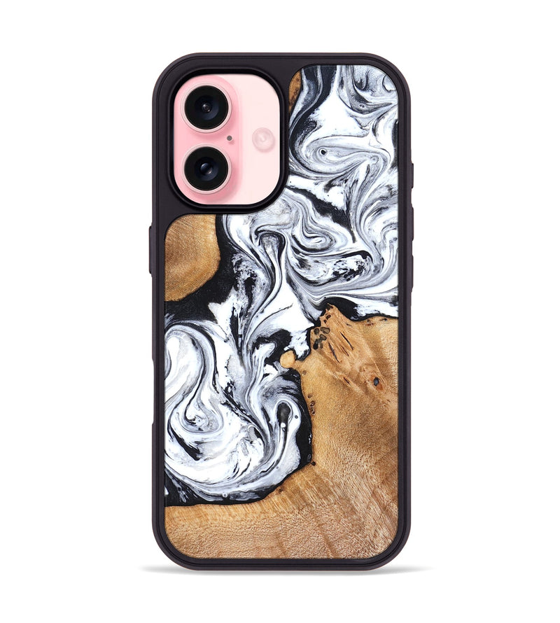 iPhone 16 Wood Phone Case - Ariana (Black & White, 822796)