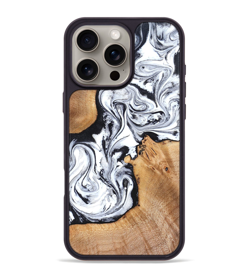 iPhone 16 Pro Max Wood Phone Case - Ariana (Black & White, 822796)