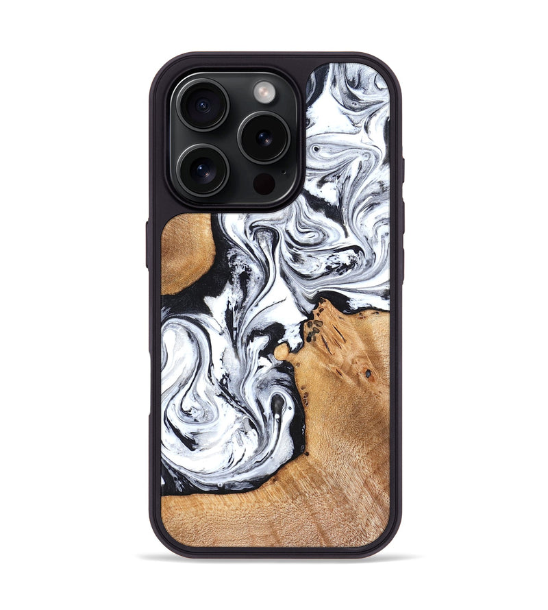 iPhone 16 Pro Wood Phone Case - Ariana (Black & White, 822796)