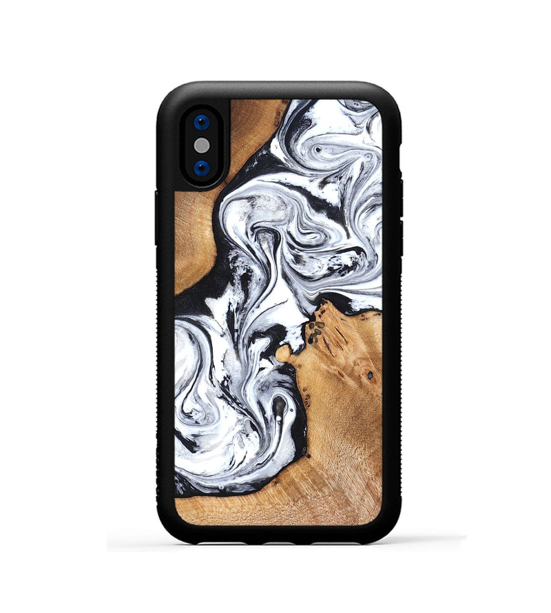 iPhone Xs Wood Phone Case - Ariana (Black & White, 822796)