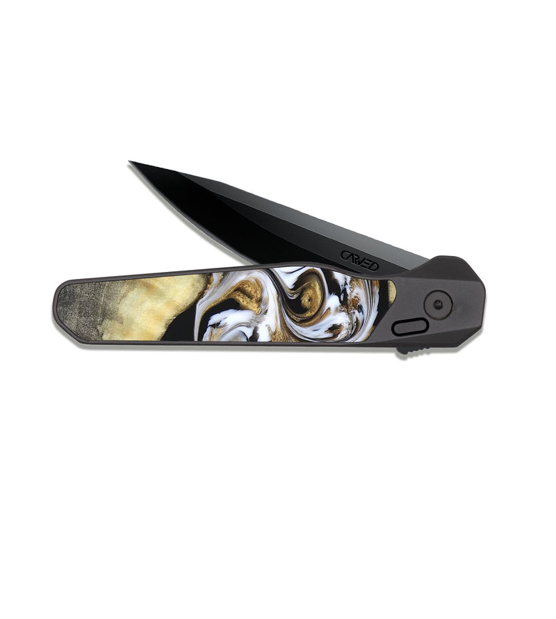 EDC Dark Slate Wood Pocket Knife - Bodie (Black & White, 822797)