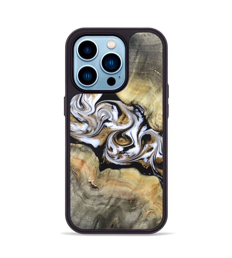 iPhone 14 Pro Wood Phone Case - Bodie (Black & White, 822797)
