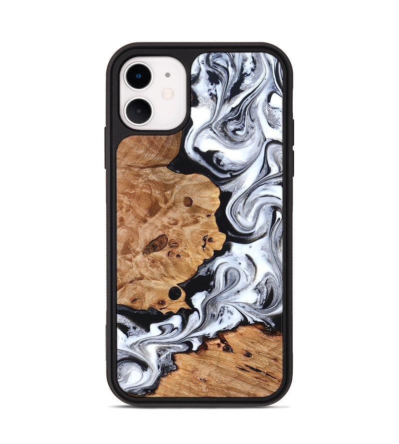 iPhone 11 Wood Phone Case - Selene (Black & White, 822800)