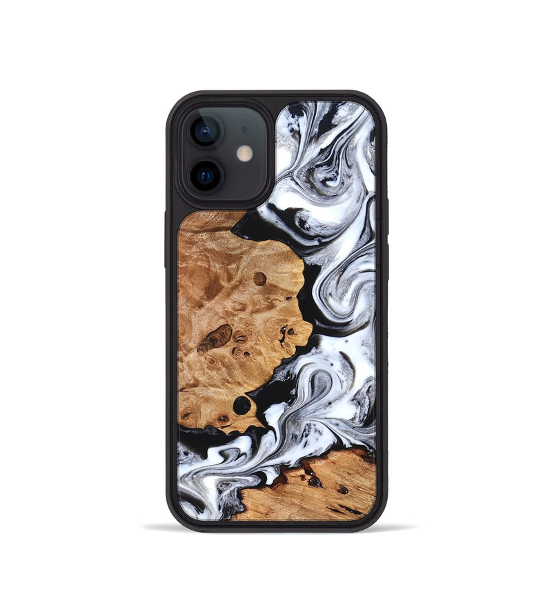 iPhone 12 mini Wood Phone Case - Selene (Black & White, 822800)